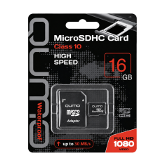 Карта памяти MicroSD 16GB Class 10 UHS-I с адаптером Qumo 