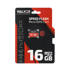 Карта памяти MicroSD 16GB Class 10 UHS-I без адаптера Walker 