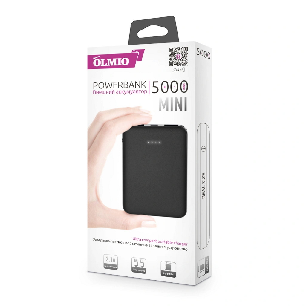 Внешний аккумулятор Olmio Mini 5 000 мАч (Black)