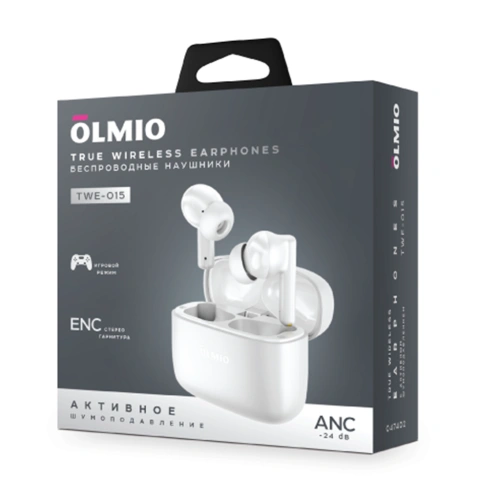 Наушники беспроводные Olmio TWE-15 ANC+ENC белые 