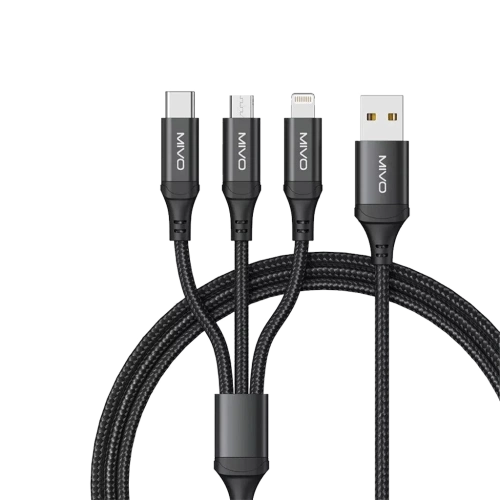 Кабель USB - 8 pin, Type-C, microUSB MIVO MX-74 черный 