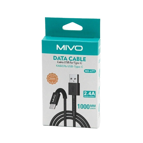 Дата-кабель Type-C Mivo MX-47T 1м черный 
