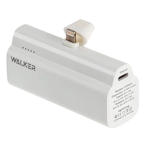 Портативное ЗУ Walker WB-960 Mini 5000mAh Lightning белое 