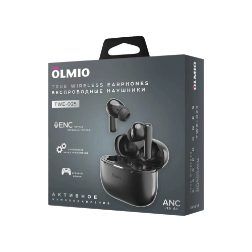 Наушники беспроводные Olmio TWE-25 ANC+ENC черные 