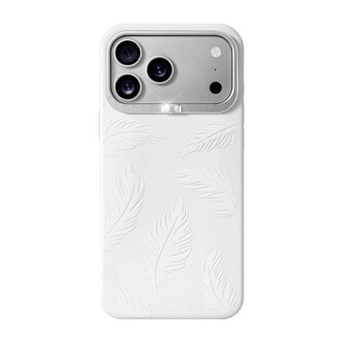 Чехол PYNANA iPhone 17 Pro Dancing Circle Series MagSafe Hammered Crystal кожа белый 