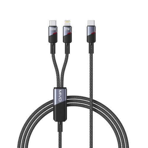 Кабель Type-C - 8 pin + Type-C MIVO MX-77L черный 