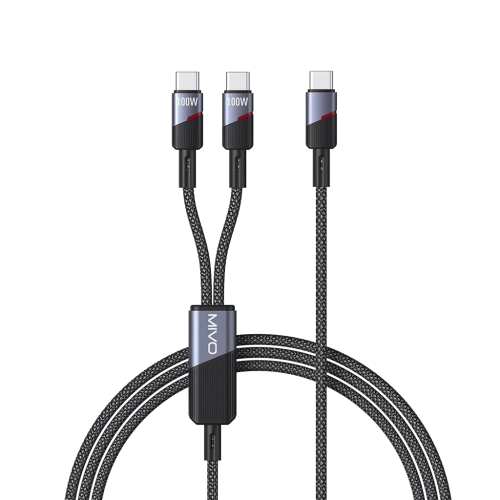 Кабель Type-C - Type-C + Type-C MIVO MX-77T черный 