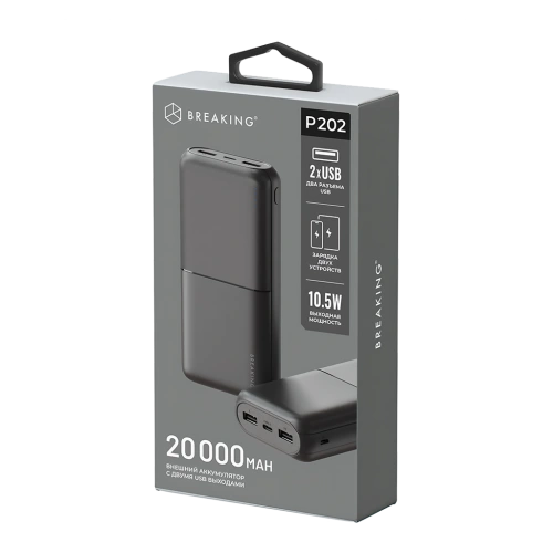Портативное ЗУ 20 000 мАч Breaking P202 черный 