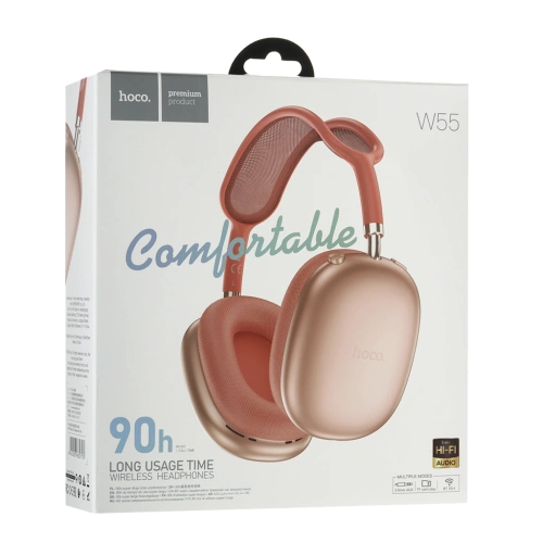 Наушники беспроводные полноразмерные HOCO W55 розовые 