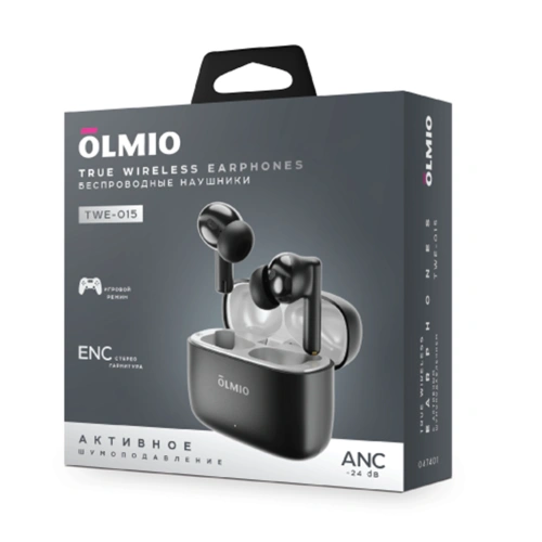 Наушники беспроводные Olmio TWE-15 ANC+ENC черные  
