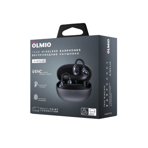Наушники беспроводные Olmio AirClip черные 