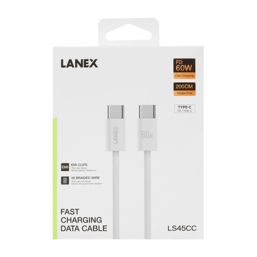 Дата-кабель Type-C - Type-C LANEX LS45CC 2 метра белый 