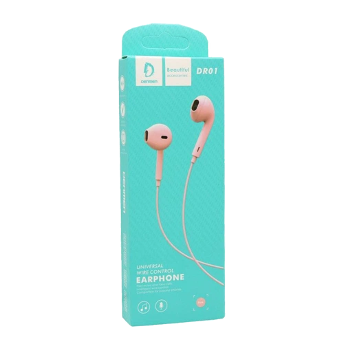 Наушники проводные 3.5мм Denmen DR01 розовые 
