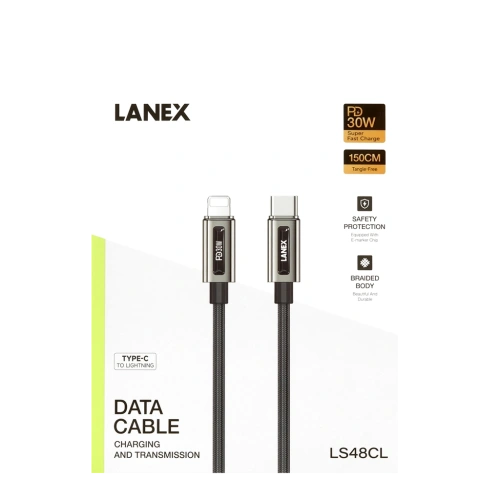Дата-кабель Lightning-Type-C LANEX LS48CL 30W черный 