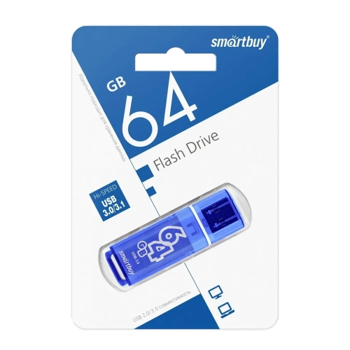 Флеш-накопитель USB 64GB Smart Buy Glossy синий 