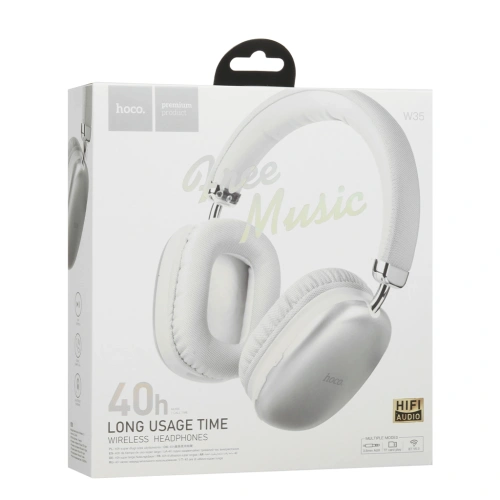 Наушники беспроводные полноразмерные HOCO W35 серебро 