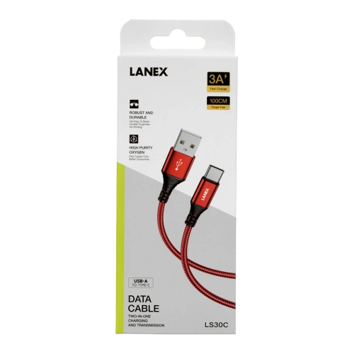 Дата-кабель Type-C LANEX LS30C красный 