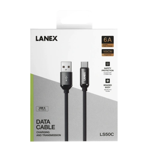 Дата-кабель Type-C LANEX LS50C 100W серый 