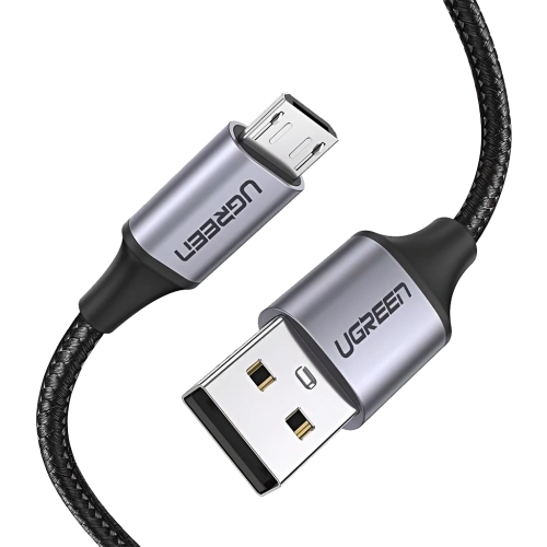 Дата-кабель microUSB UGREEN US290 (60148) 2.0м серо-черный 