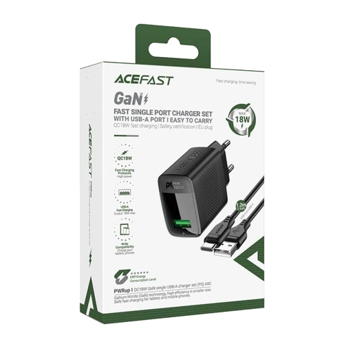 СЗУ USB QC3.0 18W ACEFAST A90 черное 