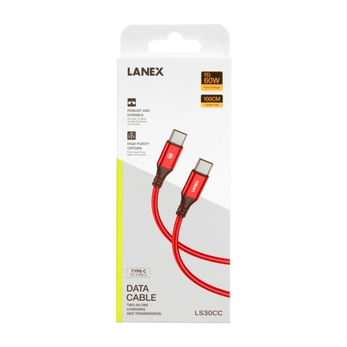 Дата-кабель Type-C - Type-C LANEX LS30CC красный 