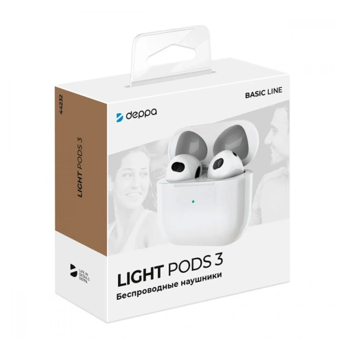 Наушники беспроводные Deppa Light Pods 3 белые 