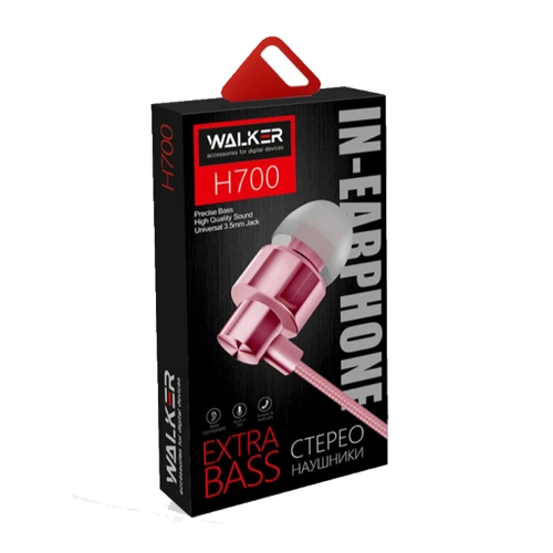 Наушники проводные 3,5мм Walker H700 розовые 