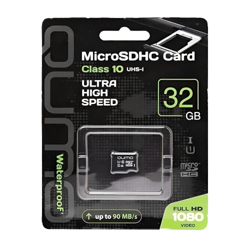 Карта памяти MicroSD 32GB Class 10 UHS-I без адаптера Qumo 