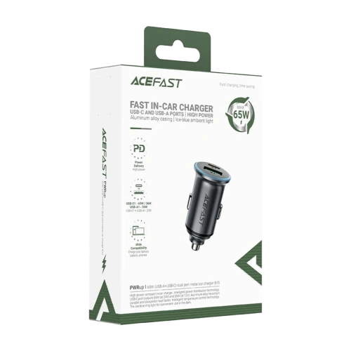 АЗУ с выходом USB+Type-C 65W ACEFAST B15 черное 