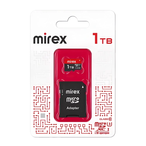 Карта памяти MicroSD 1TB Mirex 1TB (UHS-I, U3, class 10) 